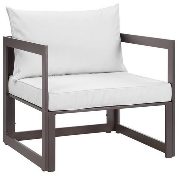 Pemberly Row Modern Aluminum Outdoor Armchair in Brown/White