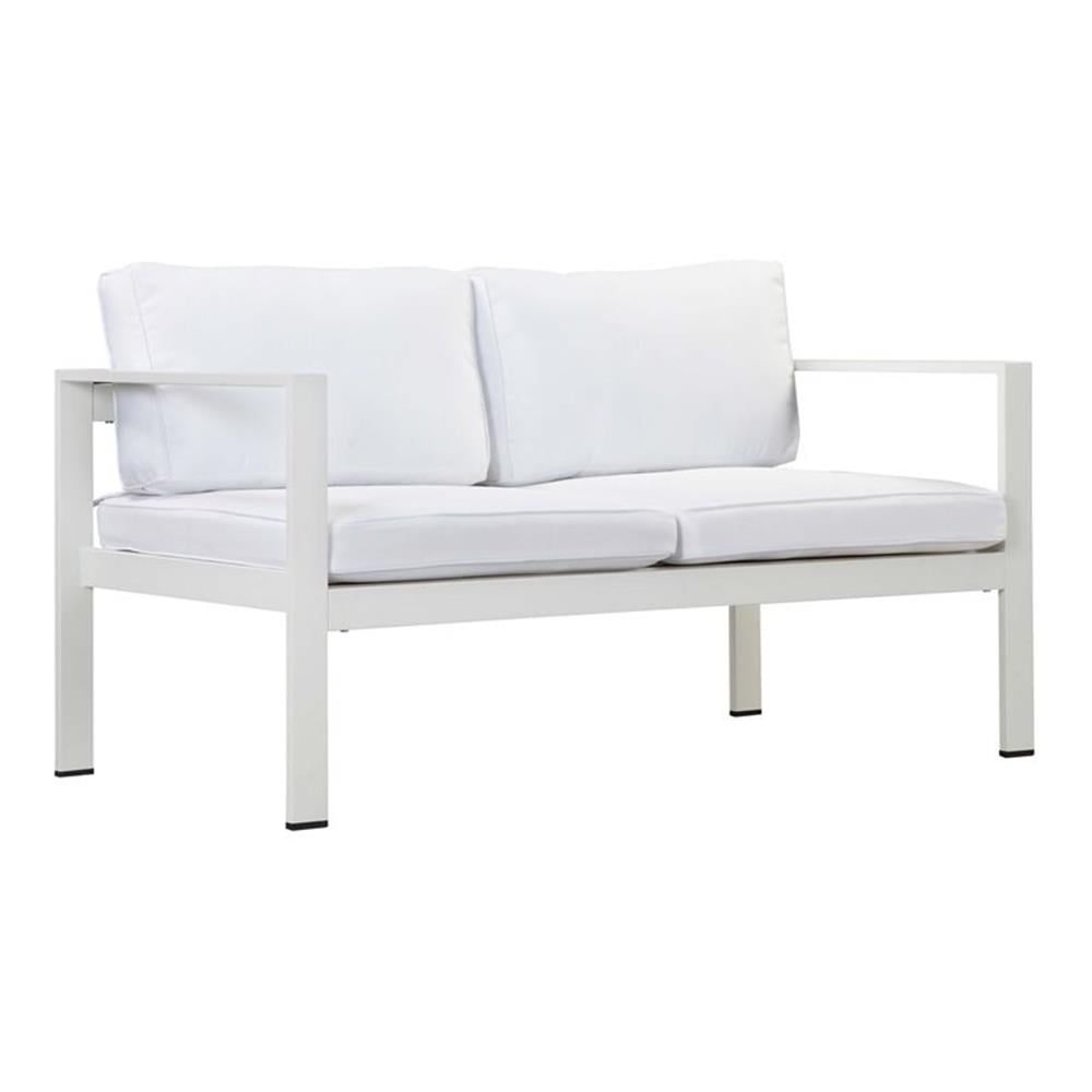 Pemberly Row Modern Aluminum Outdoor Sofa in Powder Coated White