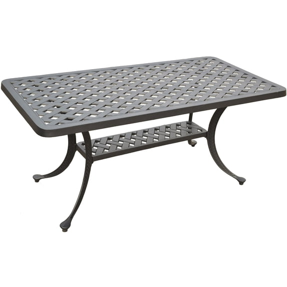 Pemberly Row Modern Aluminum Patio Coffee Table in Charcoal Black