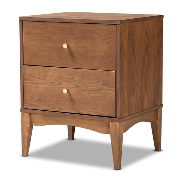 Pemberly Row Modern Ash Walnut Finished Wood 2-Drawer Nightstand