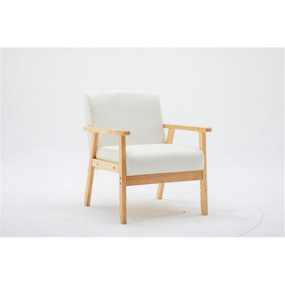 Pemberly Row Modern Beige Linen Fabric Chair with Solid Wood Frame