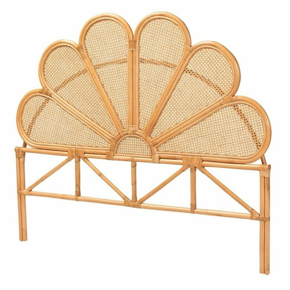 Pemberly Row Modern Bohemian Honey Rattan King Size Standalone Headboard