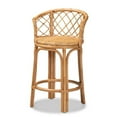 thumbnail image 1 of Pemberly Row Modern Bohemian Natural Brown Rattan Counter Stool, 1 of 11
