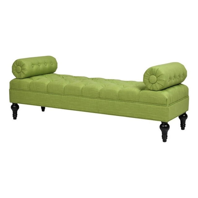 Pemberly Row Modern Bolster Arm Entryway Bench Bright Chartreuse
