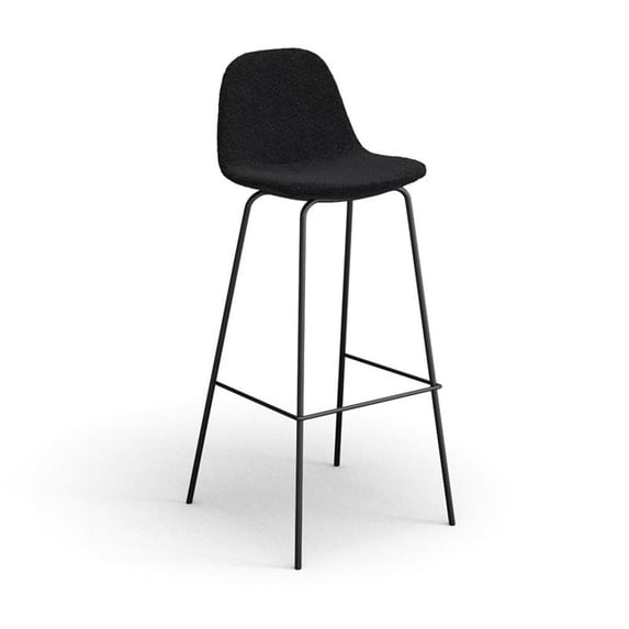 Pemberly Row Modern Boucle Bar Height Stools (Set of 2) in Black
