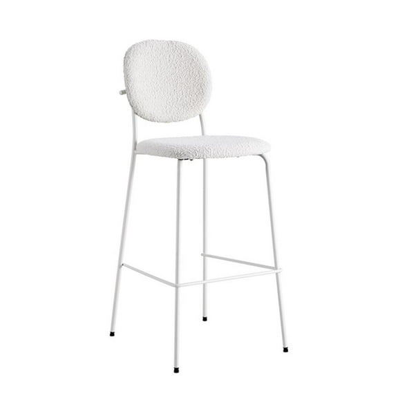 Pemberly Row Modern Boucle Bar Height Stools (Set of 2) in White