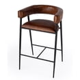 thumbnail image 1 of Pemberly Row Modern Brown Leather And Iron Cushioned Bar Stool, 1 of 17