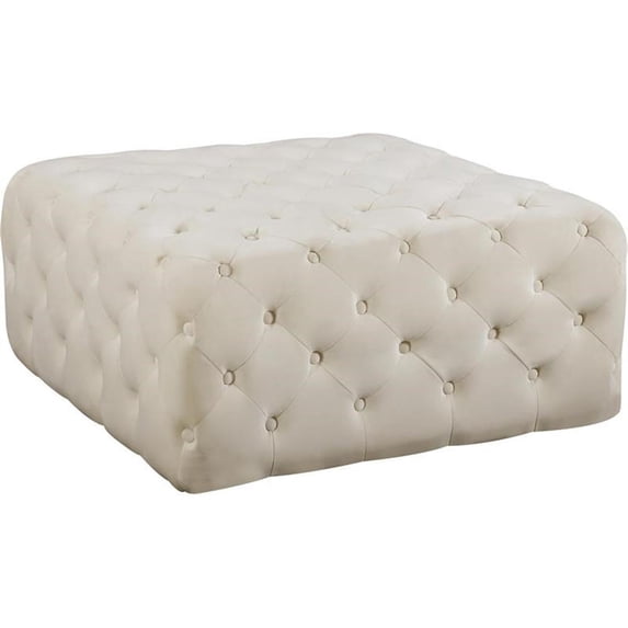 Pemberly Row Modern Button Tufted Cream Velvet Ottoman and Bench