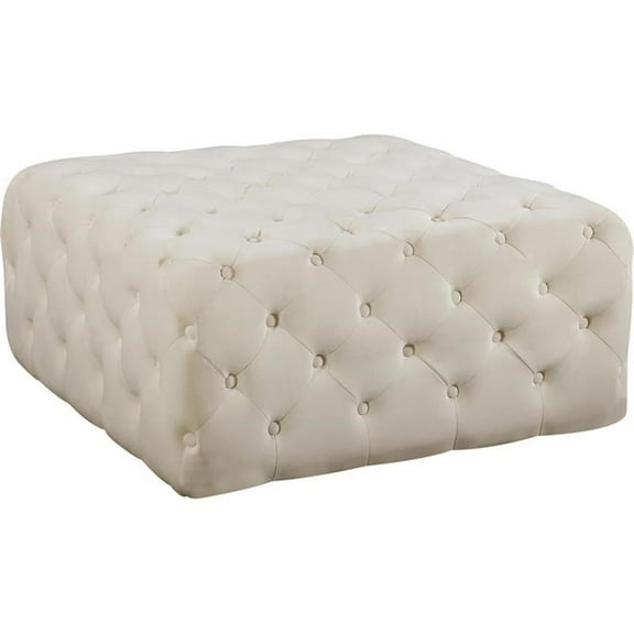 Pemberly Row Modern Button Tufted Cream Velvet Ottoman and Bench
