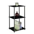 thumbnail image 1 of Pemberly Row Modern Classic Black Glass Three-Shelf Bookcase, 1 of 3