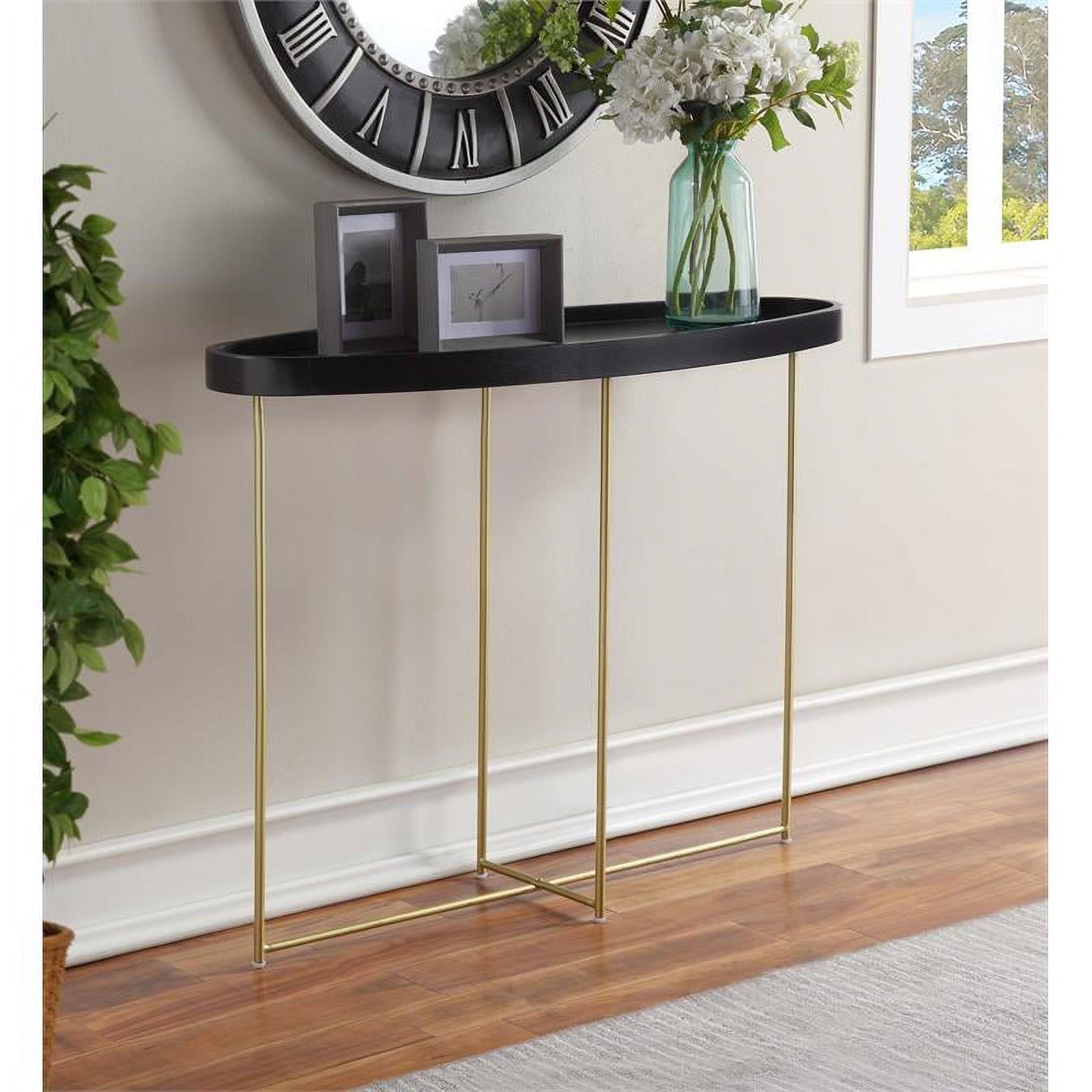 Pemberly Row Modern Console Table in Black Wood Finish with X Legs ...