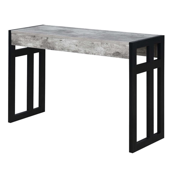 Pemberly Row Modern Console Table in Black Wood and Faux Birch Finish