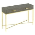 thumbnail image 1 of Pemberly Row Modern Console Table in Gray Faux Leather/Gold Wood Finish, 1 of 4