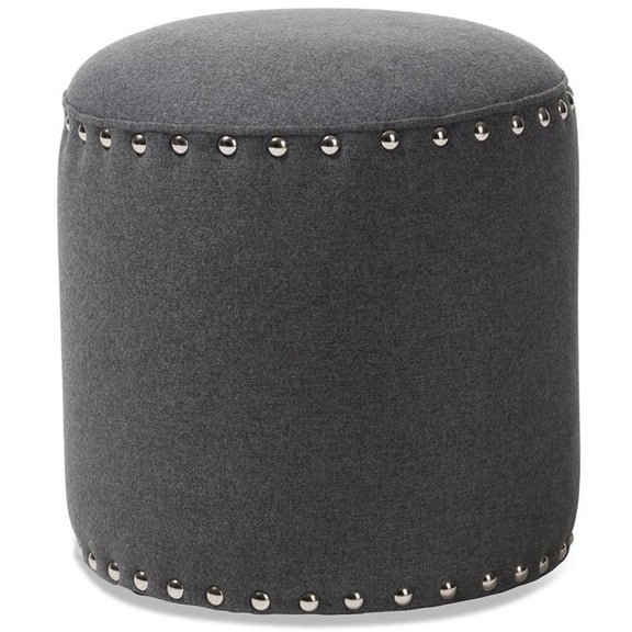 Pemberly Row Modern / Contemporary 14" Round Pouf in Dark Gray