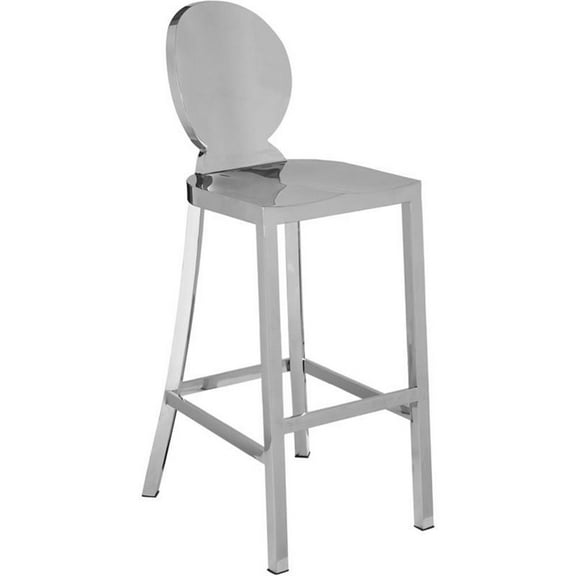 Pemberly Row Modern / Contemporary 29"H Stainless Steel Bar Stool in Chrome