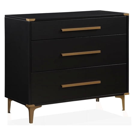 Pemberly Row Modern / Contemporary 3-Drawer Dresser in Black