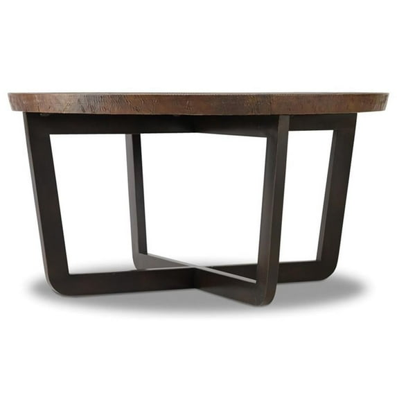 Pemberly Row Modern / Contemporary 35" Round Copper Top Coffee Table