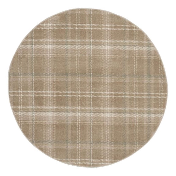 Pemberly Row Modern / Contemporary 4' Round Taupe Fabric Area Rug
