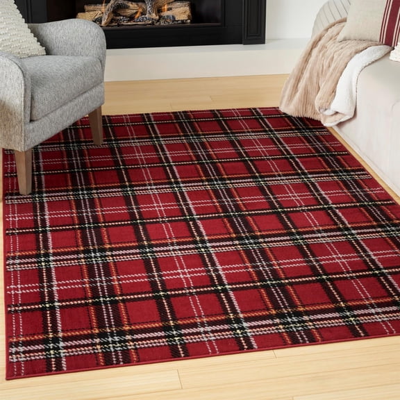 Pemberly Row Modern / Contemporary 5'3"x7'3" Red Rustic Indoor Rug