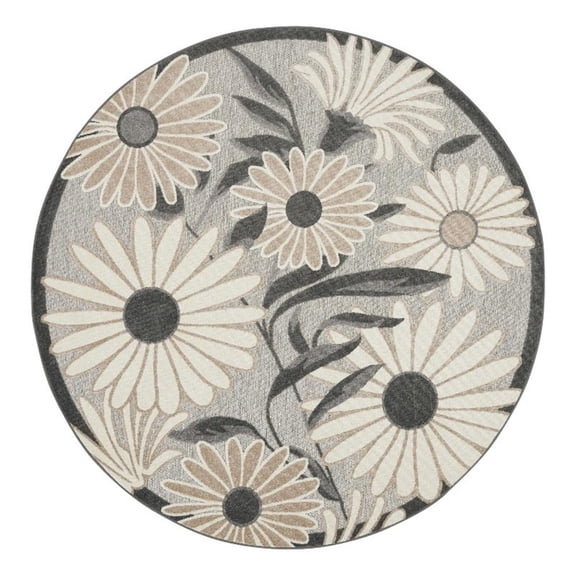 Pemberly Row Modern / Contemporary 5' Round Beige Fabric Area Rug