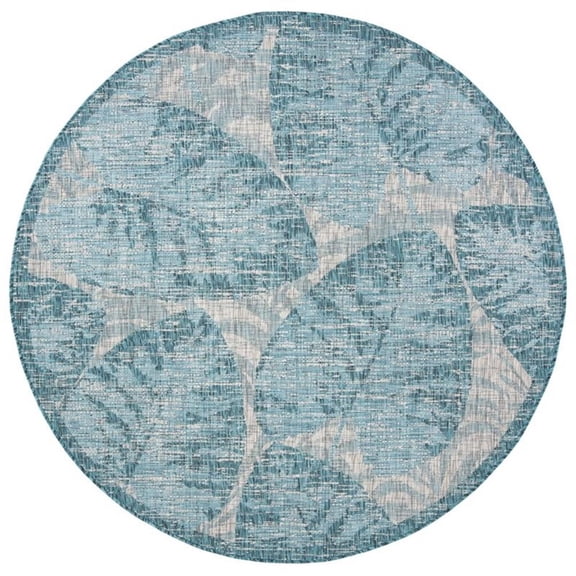 Pemberly Row Modern / Contemporary 6'7" Round Rug in Gray and Aqua