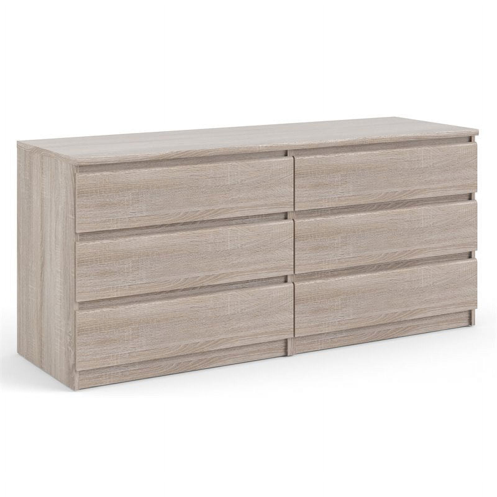 Pemberly row modern contemporary 6 drawer wide double bedroom dresser in on sale white high gloss