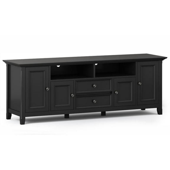 Pemberly Row Modern / Contemporary 72" Solid Wood TV Stand in Black