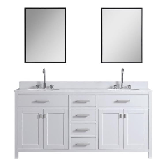 Pemberly Row Modern / Contemporary 72" Vanity Base Only in White