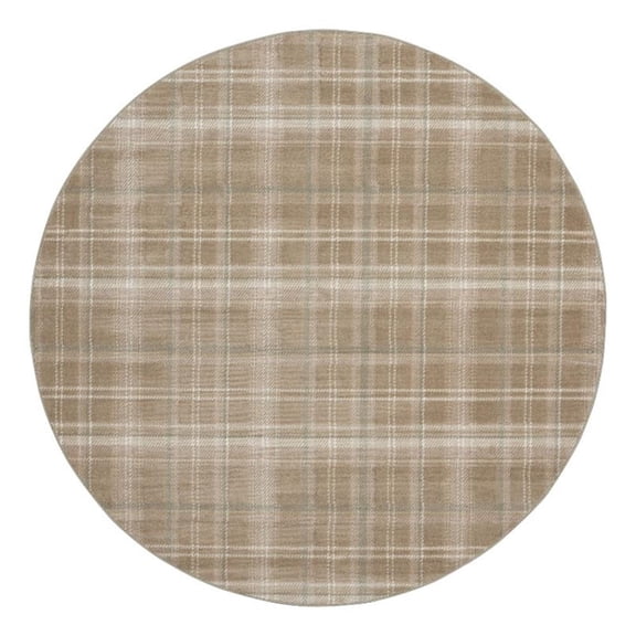 Pemberly Row Modern / Contemporary 8' Round Taupe Fabric Area Rug