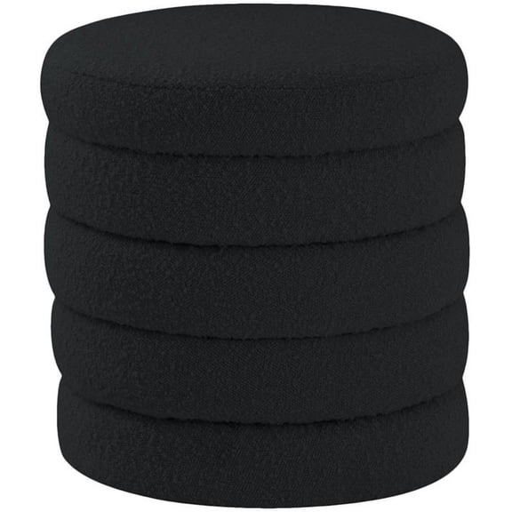 Pemberly Row Modern / Contemporary Black Boucle Fabric Ottoman/Stool