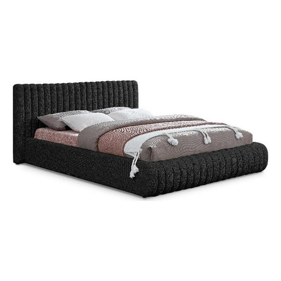 Pemberly Row Modern / Contemporary Black Boucle Fabric Queen Bed