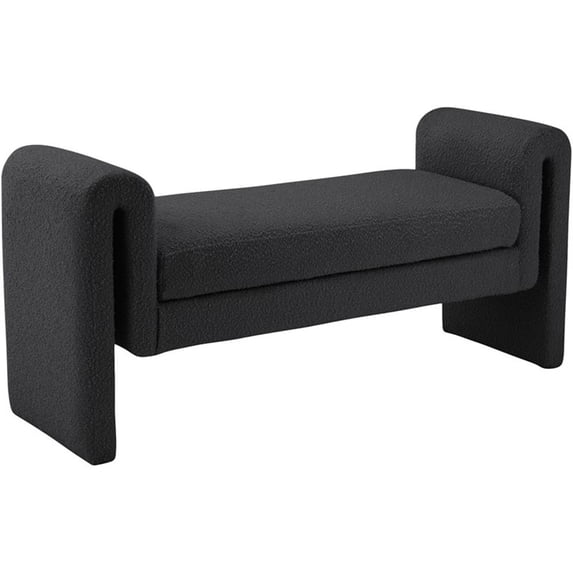 Pemberly Row Modern / Contemporary Black Finish Fabric Bench