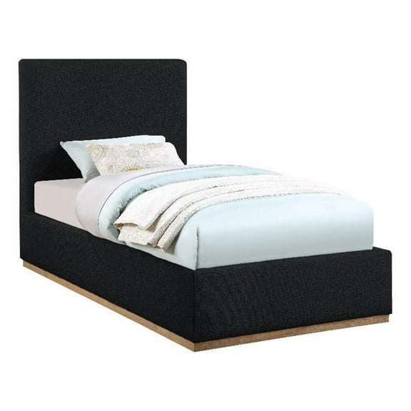 Pemberly Row Modern / Contemporary Black Finish Fabric Twin Bed