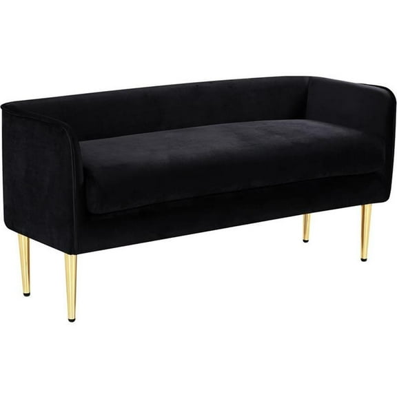 Pemberly Row Modern / Contemporary Black Finish Velvet Bench