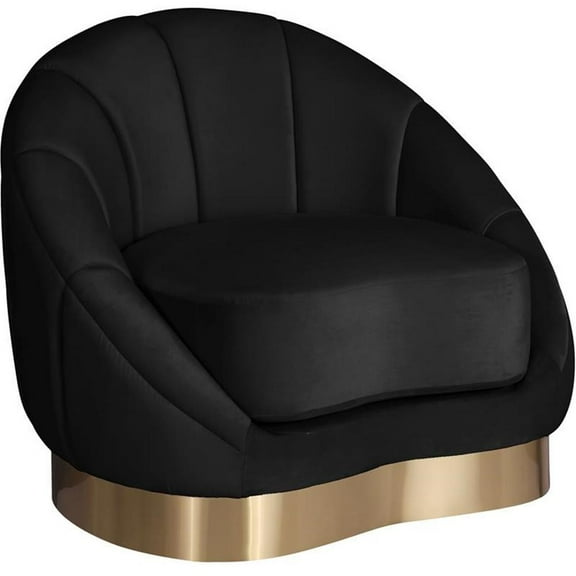 Pemberly Row Modern / Contemporary Black Finish Velvet Chair