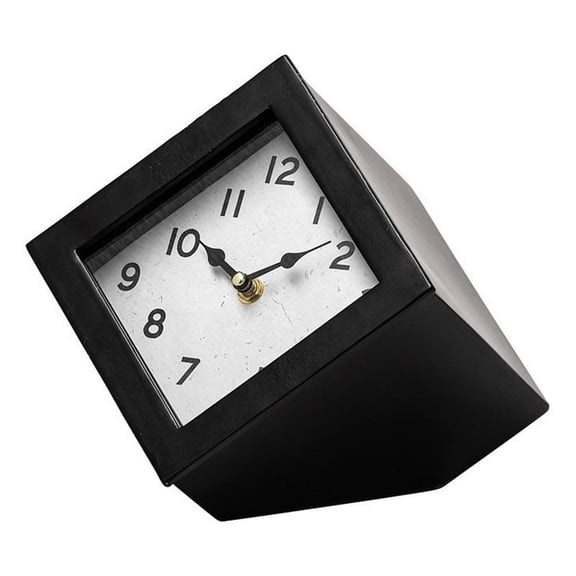 Pemberly Row Modern / Contemporary Black Metal Cube Table Clock