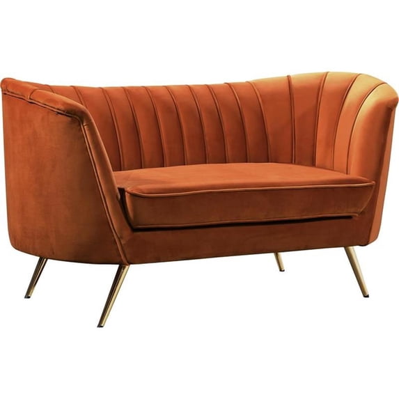Pemberley Row Velvet Cognac Loveseat Rectangular Contemporary 65" Unassembled