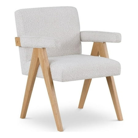 Pemberly Row Modern / Contemporary Cream Boucle Fabric Accent Chair
