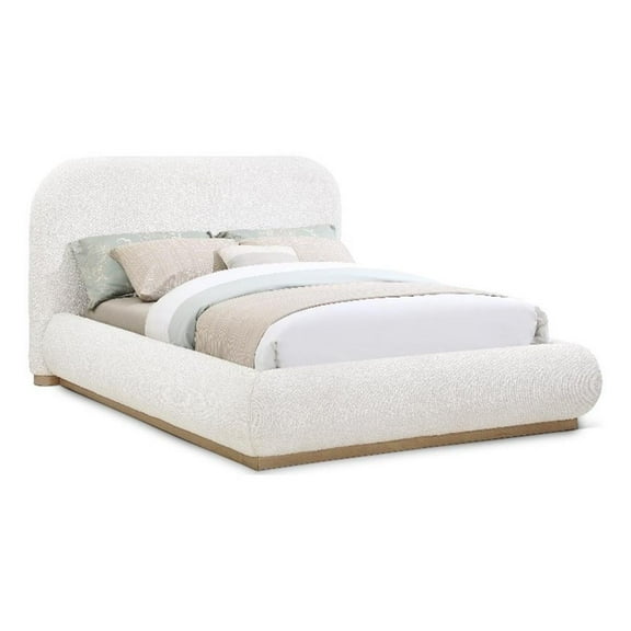 Pemberly Row Modern / Contemporary Cream Boucle Fabric King Bed