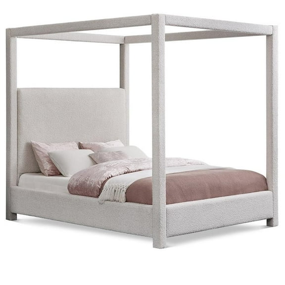 Pemberly Row Modern / Contemporary Cream Boucle Fabric King Bed