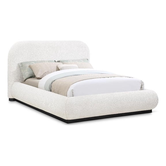 Pemberly Row Modern / Contemporary Cream Boucle Fabric Queen Bed