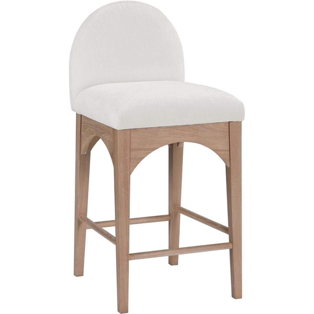 Natural Solid Wood Cream Boucle Counter Stool