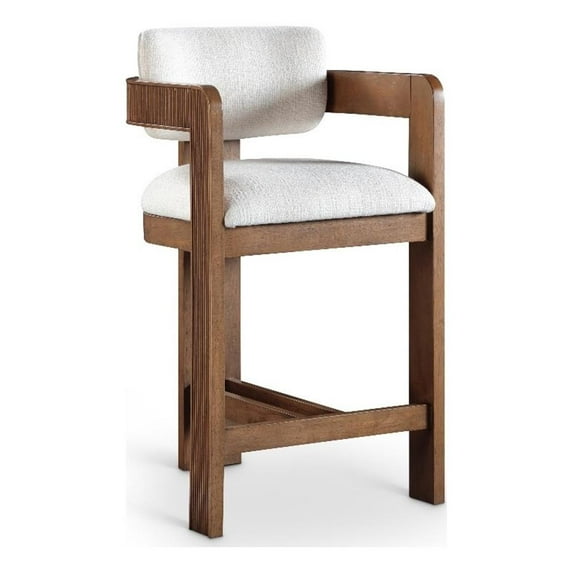 Pemberly Row Modern / Contemporary Cream Linen Textured Fabric Stool