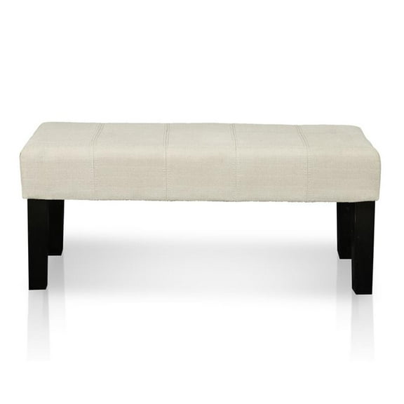 Pemberly Row Modern / Contemporary Fabric Accent Bench in Ivory