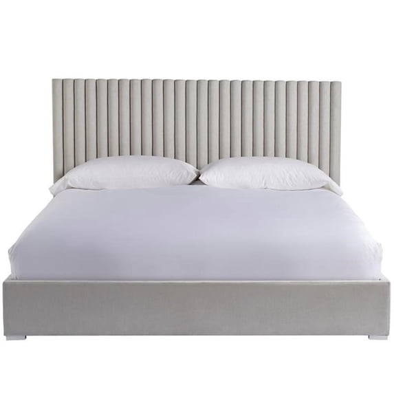 Pemberly Row Modern / Contemporary Fabric King Panel Bed in Beige