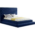 thumbnail image 1 of Pemberly Row Modern / Contemporary Fabric Navy Velvet Queen Bed, 1 of 9