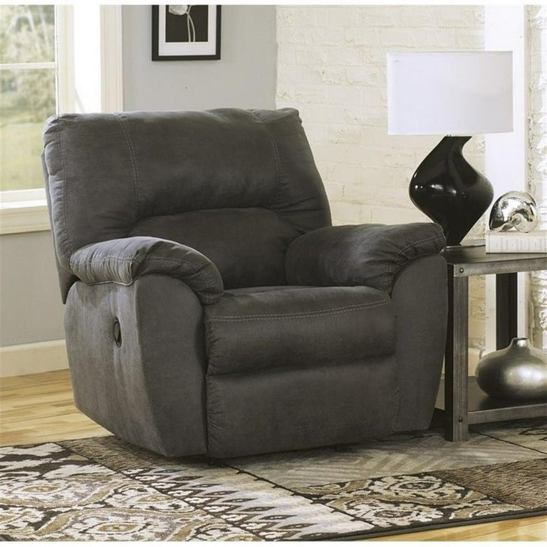 Pemberly Row Modern Contemporary Fabric Rocker Recliner in Pewter Walmart
