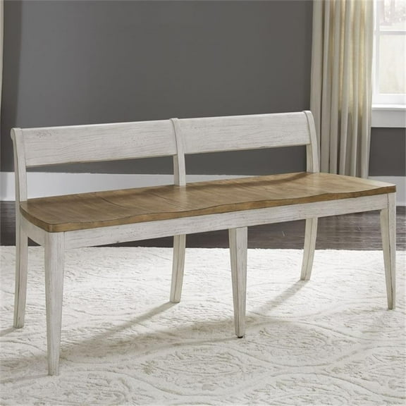Pemberley Row Rubberwood Antique White Bench Rectangular 60.5" Unassembled