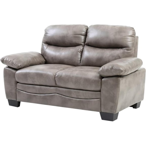 Pemberly Row Modern / Contemporary Faux Leather Loveseat in Gray