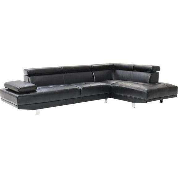 Pemberly Row Modern / Contemporary Faux Leather Sectional in Black